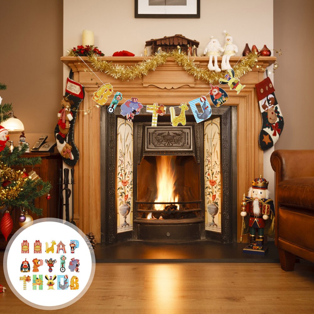 2 Set Circus Themed Birthday Party Banners Party Hanging Decors Party Decorations: Default Title