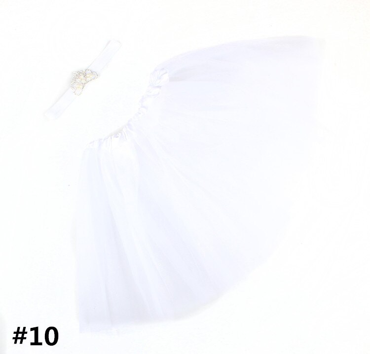 Kroon Haarband Baby Pak Kinderen Tutu Rok Haarband Pak Baby Fotografie Gaas Rok Infant Tulle Rok: WHITE