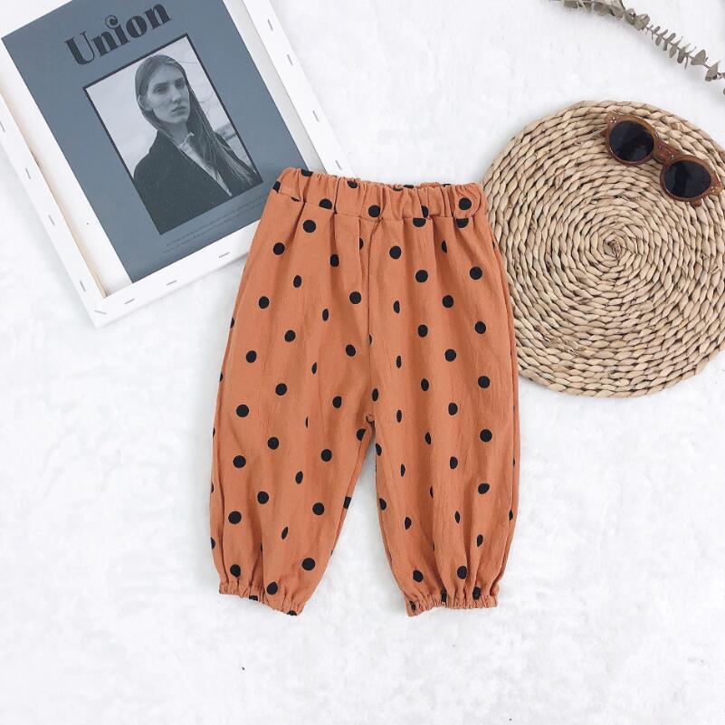 Lente zomer jongens broek stippen mug kinderbroek all-match eenvoudig casual babymeisjeskleding meisjes leggings kinderbroeken: Oranje meisjesbroek / 12m