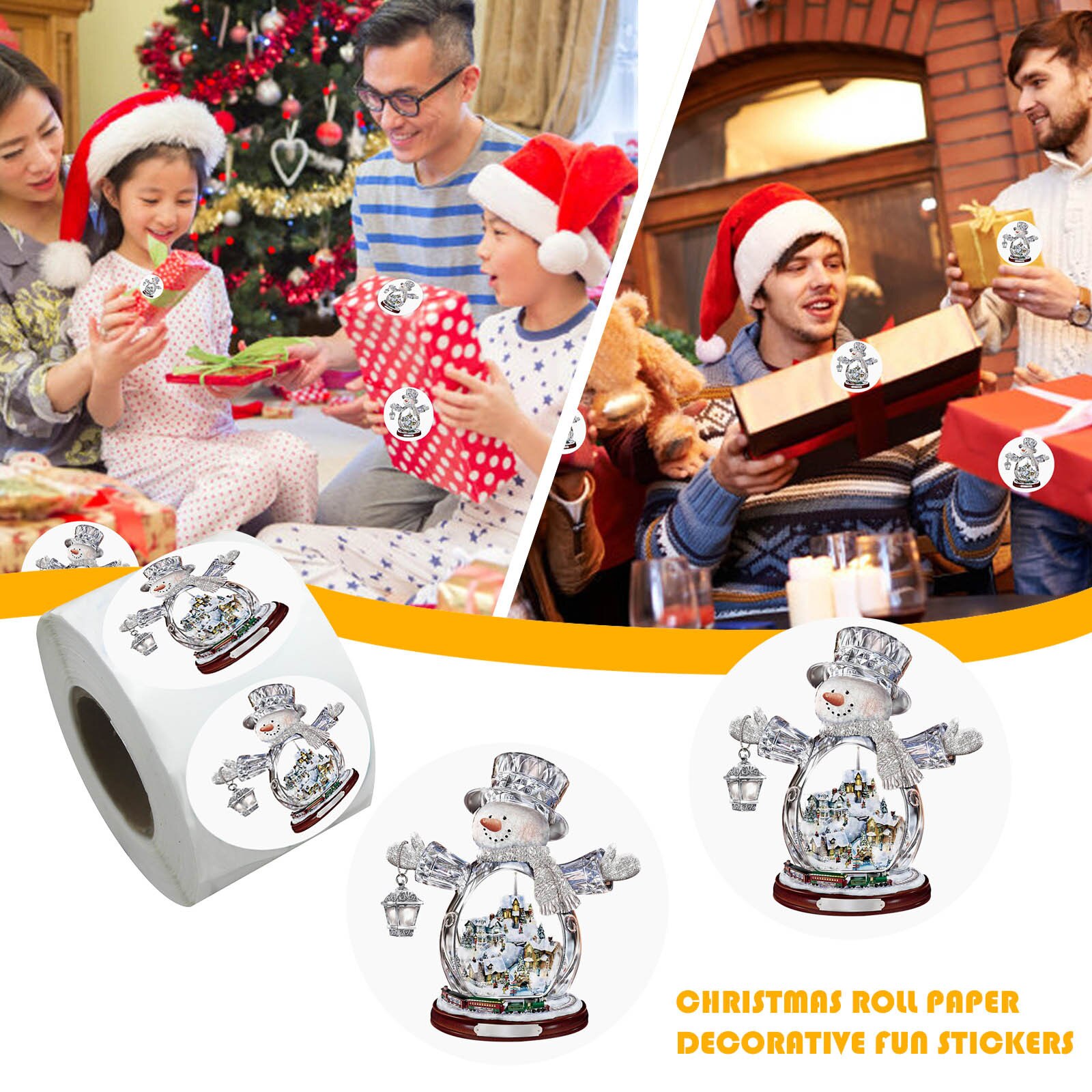 Christmas Sticker Snowman Sticker Party Decoration Sticker Wrapping Envelope Card Label Sealing Decor