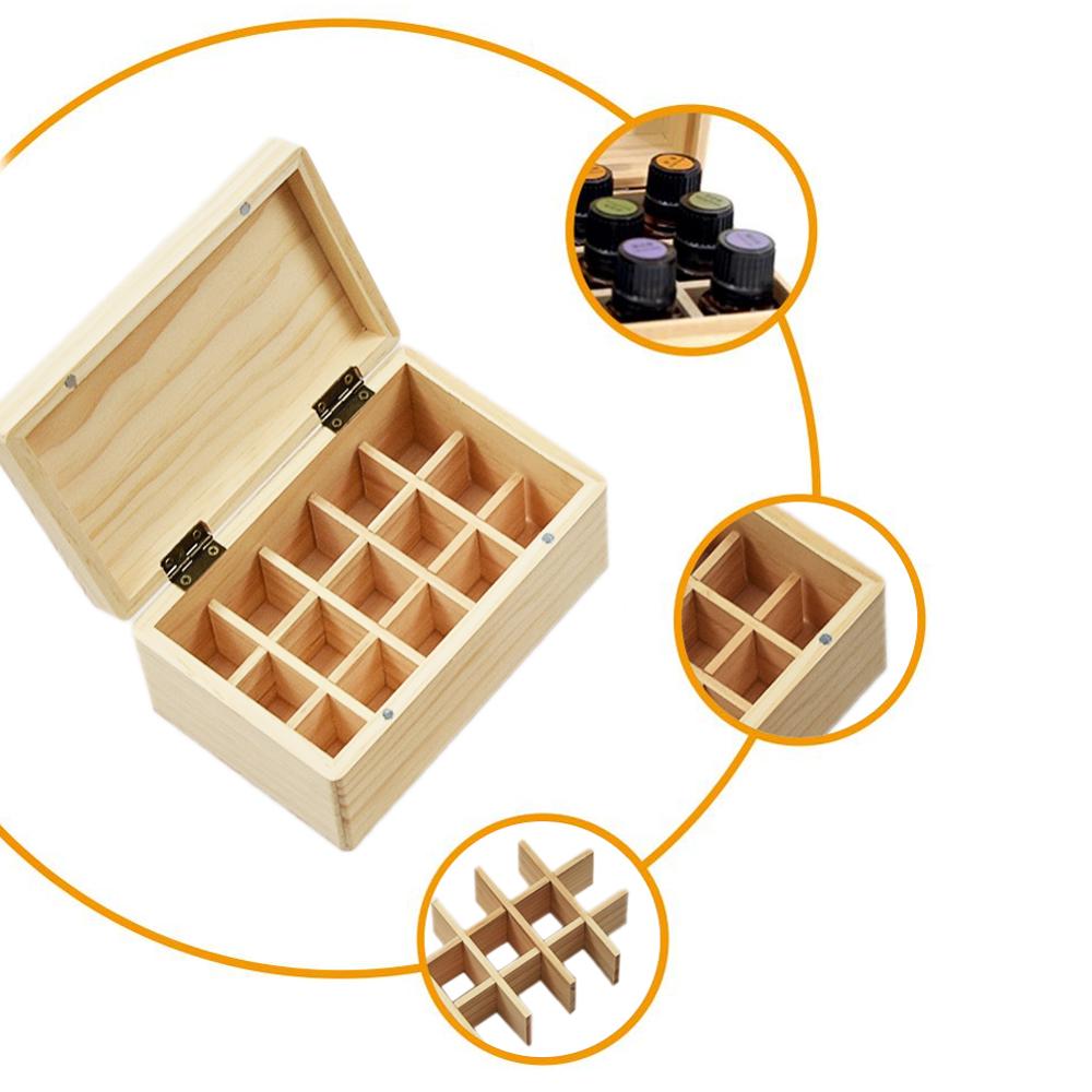 Houten Essentiële Olie Doos Organizer 10 Ml 15 Compartimenten Etherische Olie Fles Opbergdoos Voor Essentiële Oliën