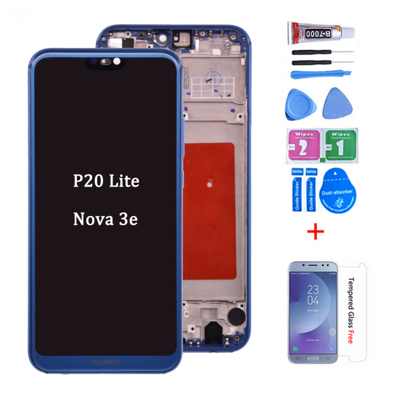 Originele Voor Huawei P20 Lite Lcd-scherm Touch Screen Pannel Digitizer Vergadering ANE-LX1 ANE-LX3 Nova 3e Lcd