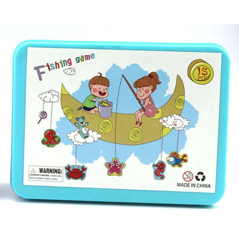 Kinderen Baby Educatief Speelgoed Ijzeren Doos Vissen Houten Spel Set Speelgoed Cognitie Magnetische Speelgoed Set Kinderen: Blauw