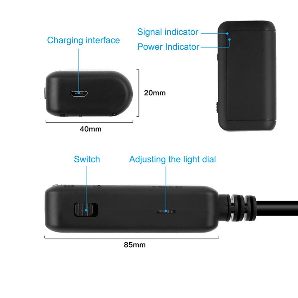 Cámara endoscópica WIFI de 5,5mm y 5M, boroscopio de inspección con Cable suave impermeable IP67, IOS y Android, con espejo lateral de gancho