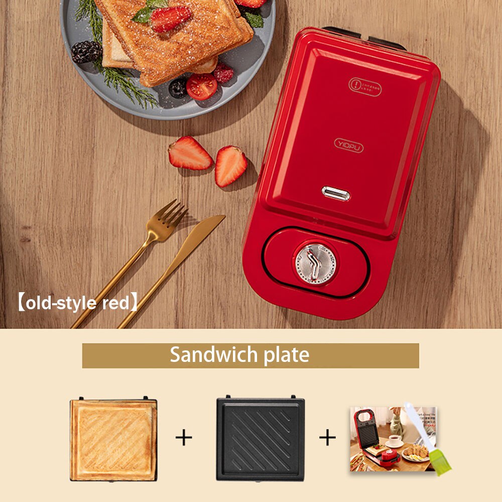 220V Multifunction Breakfast Machine Electric Sandwich Maker Waffle Maker Toast Pressure Toaster: B  red 220V