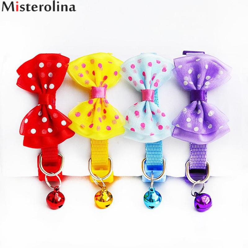 Misterolina katte hunde butterfly krave justerbar klokke slips halsbånd dejlige katte hund hvalp butterfly halsbånd kæledyrsartikler peq 2196