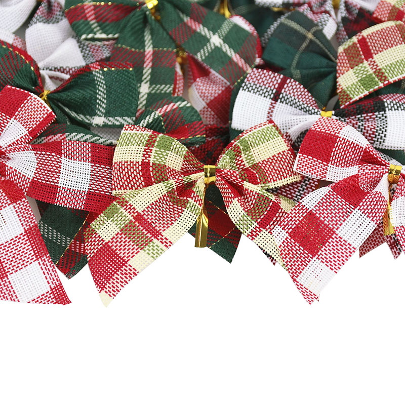 10/20Pcs Christmas Bows Tie Decoration Red Green Bow-knot Merry Christmas Tree Decor Pendant Year Navidad