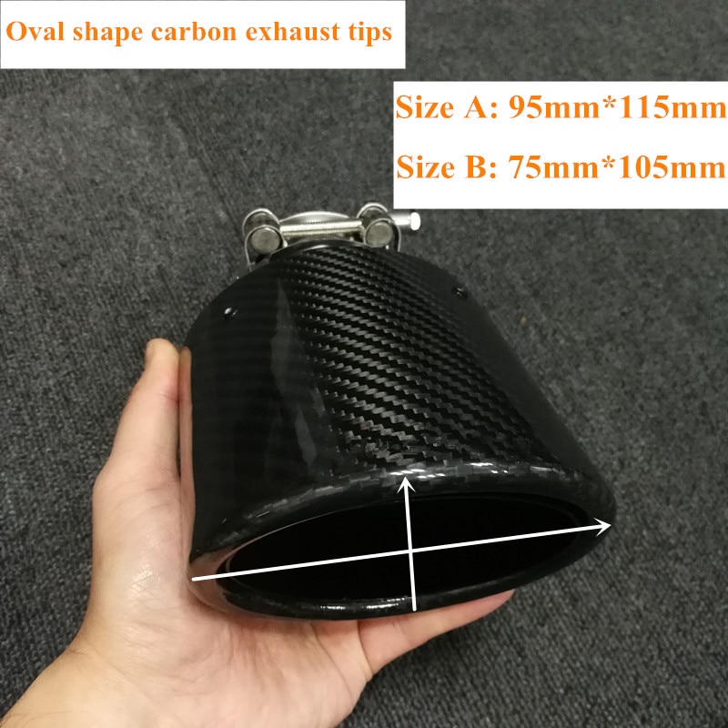 Oval Slanted exhaust tip Carbon Fiber Exhaust tip punta de escape ponta de escape car styling