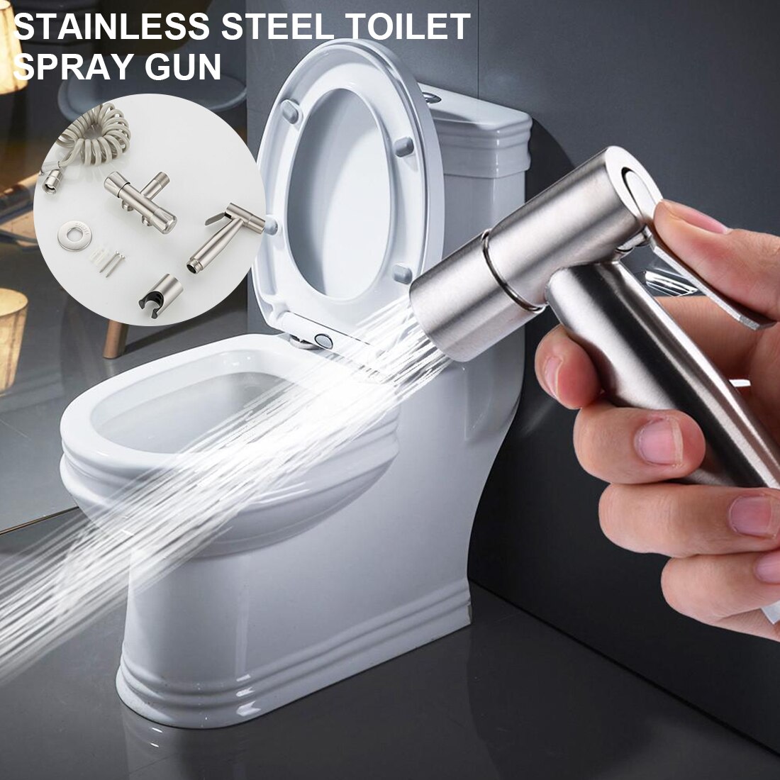 Stainless Steel Bidet Sprayer Faucet Handheld Toilet bidet Sprayer Set Kit for Bathroom Hand Sprayer Shower Head Self Cleaning