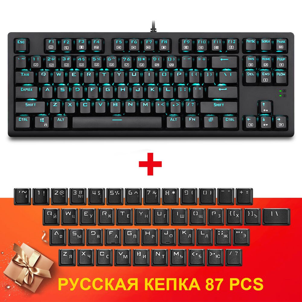 Teclado mecánico E-YOOSO K620 para juegos, conmutador azul, 87 teclas, retroiluminado, para ordenador, portátil y PC: K620-Black RUJM