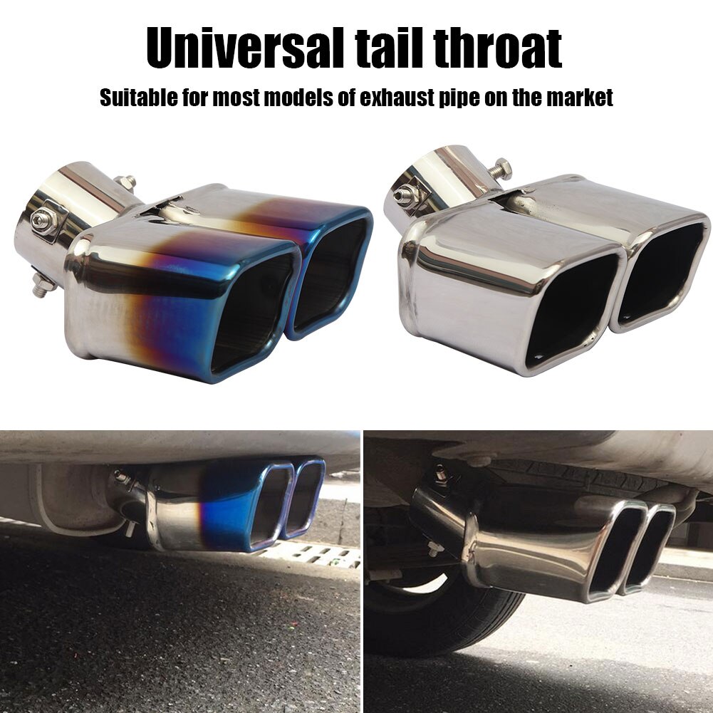 Universele Auto Uitlaatdemper 63Mm Outlet Uitlaatpijp Achter Tube Tip Nozzle Dubbele Refit End Trim Professionele Auto onderdelen