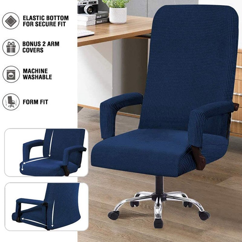 Spandex Computer Chair Cover Stretch Office Chair Cover Dustproof Seat Case Protector Removable Slipcovers With Armrest Covers