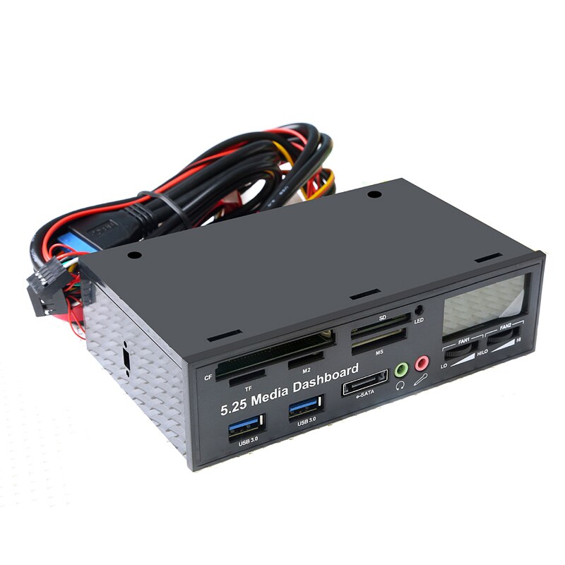 1 x Multifunction USB3.0 Card Readers 5.25" All In One Media Dashboard Front Panel PC Multi Card Reader P15