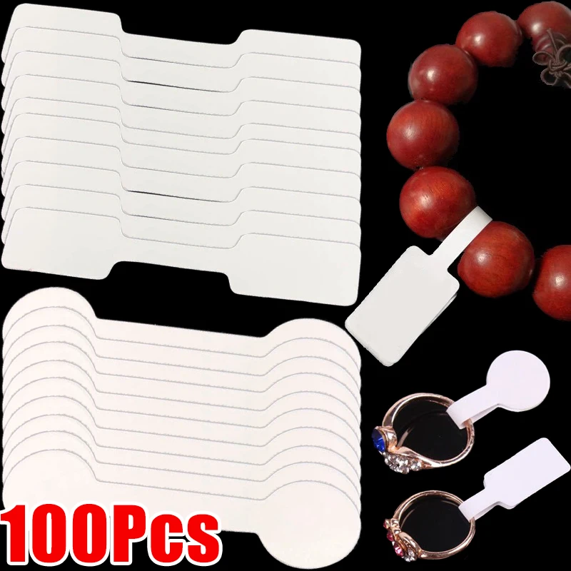 100 Stuks Sieraden Prijskaartjes Zelf-Stickers Blanco Vierkante Ronde Labels Voor Ring Ketting Armband Display Prijs Kaarten Diy