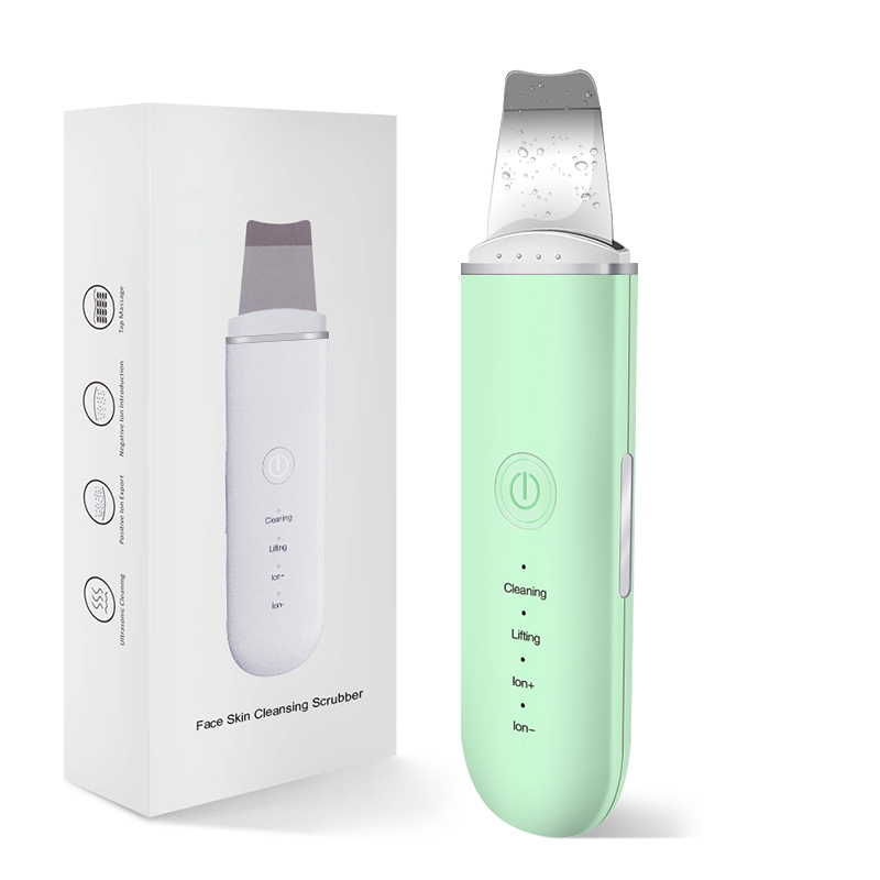 Xiaomi Ultrasonic Skin Scrubber Vibration Face Spatula Blackhead Remover Shovel Clean Cavitation Peeling Facial Lifting: Green with box