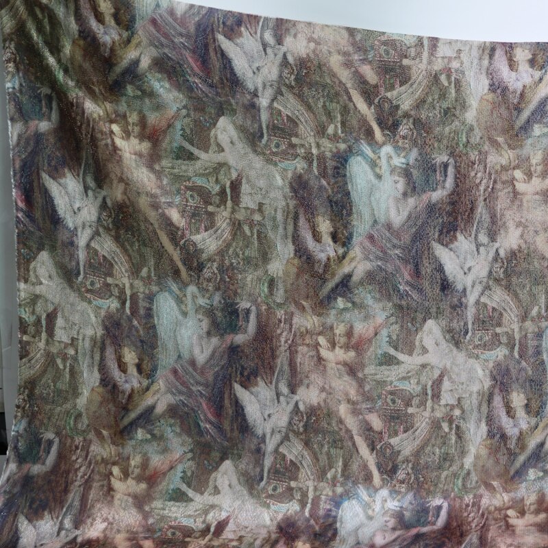 Metalliskt siden tyg dansmaterial vintage guld silver 100cm*140cm