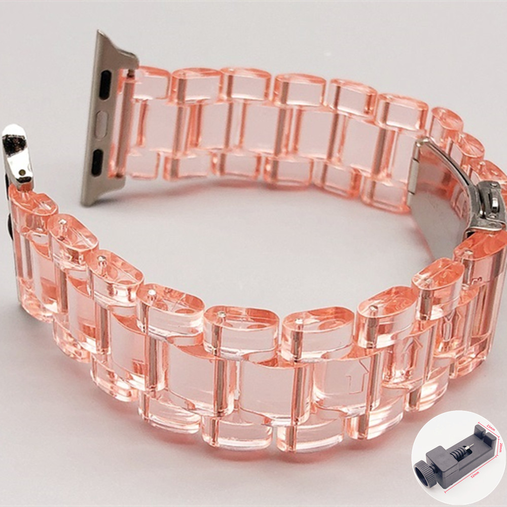 Resin urrem til apple watch series 10 9 8 7 6 rem 41mm 49mm klar rem stål iwatch  se 44mm 40mm 45mm 46mm 42mm ultra 2: Røgfarvet lilla / 12mm