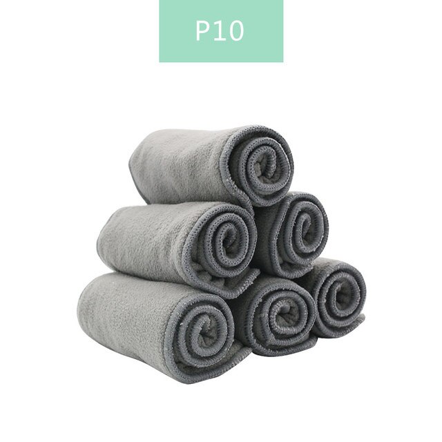 Elinfant forro de fraldas para bebês, 10 peças de fraldas de bambu de carvão vegetal, inserção de fraldas 2 + 2 camadas de carvão de bambu para bebê fralda de pano: Default Title
