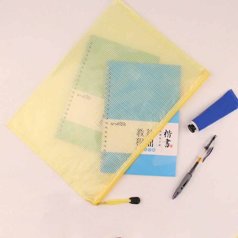 A3/A4/A5/A6 Gridding Waterproof Zip Document Bag High Capacity Transparent Zipper Pencil Case Stationery School Office Supplies