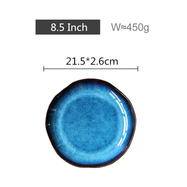 Pigmented Irregular Dish Japanese Style Ceramics Plates Steak Dessert Tray Cuisine Dinner Plates Living Culture Dishes: 8.5 inch