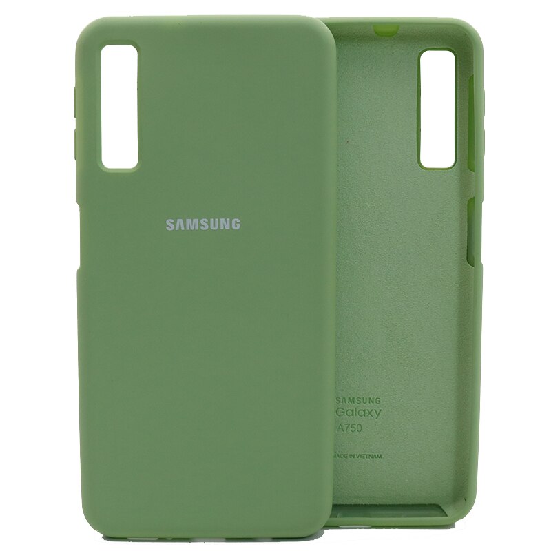 Original Samsung A7 A750 Liquid Silicone Soft Protection Back Case Soft TPU Cover For Galaxy A 7 A750F SM-A750F: Green