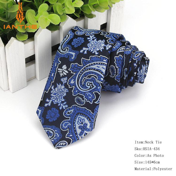 Cravate en Paisley tissé Jacquard pour hommes | Cravates étroites à la 6cm, classique, costume de mariage formel, cravate de cou: IA434