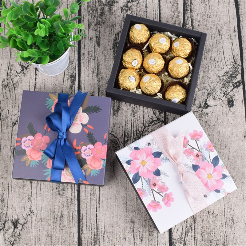 1 Uds. caja de recuerdo de boda para dulce pastel Chocolate Boite Dragees bonbonniere Flower caja de (sin cinta/pegatina)