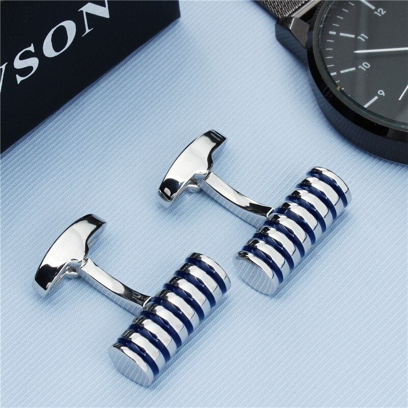 HAWSON Cylinder Enamel Round Cufflinks for Men and Luxury Men Cuff links, Cufflinks