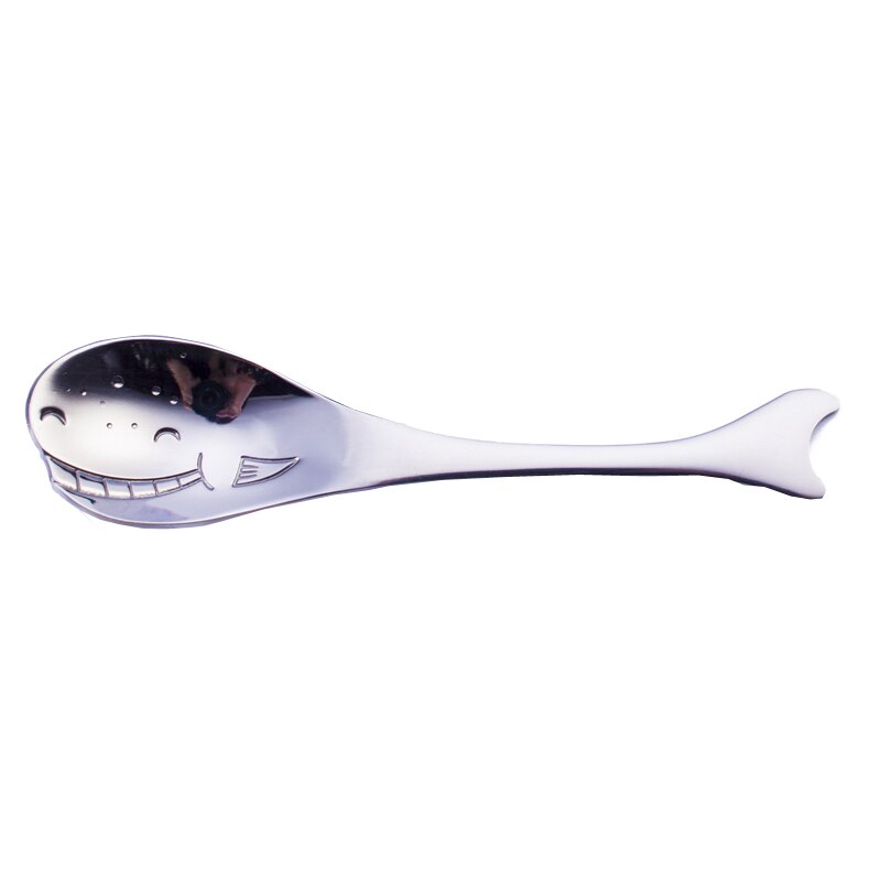 Vacclo cartoon walvis dolfijn koffie roerlepel roestvrij staal taart kind dessertlepel keuken beker servies decoratie: Zilverwalvis