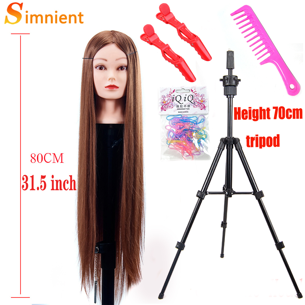 Female Mannequin Head With Synthetic Hair For Hair Training Styling Solon Hairdresser Dummy Doll Head For Practice Hairstyle: Dark Grey