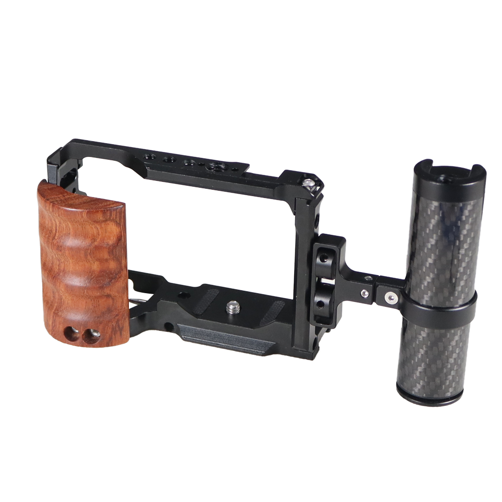 ZVE10 Camera Kooi Houten Handvat Met Top / Side Grip Ingebouwde Arca Quick Release Plaat Stabilizer Rig Kit voor Sony ZV-E10 Dslr: Cage Side Handle