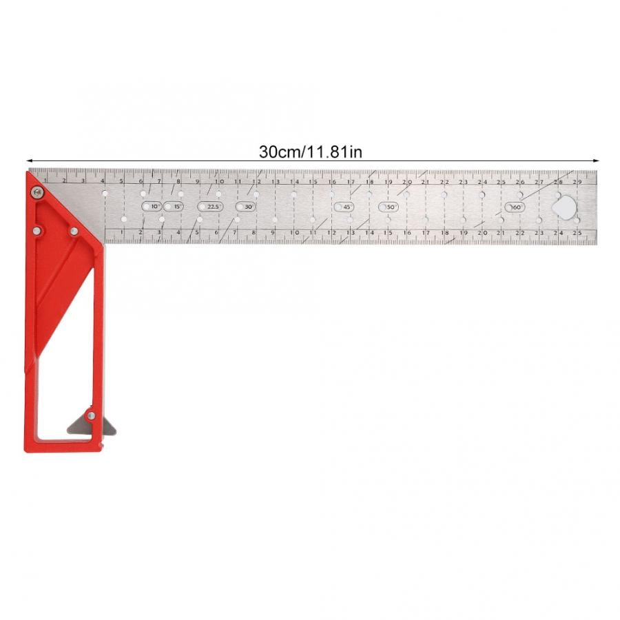 30Cm Roestvrij Staal Rechte Hoek Heerser 45 °/90 ° Houtbewerking Proberen Vierkante Voor Meerdere Doeleinden