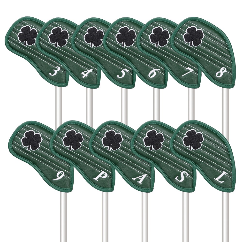 Grote Tanden Golf Iron Head Covers Golf Club Iron Covers Wiggen 3,4,5,6,7,8,9,P,A,S,L Lucky Clover Groen