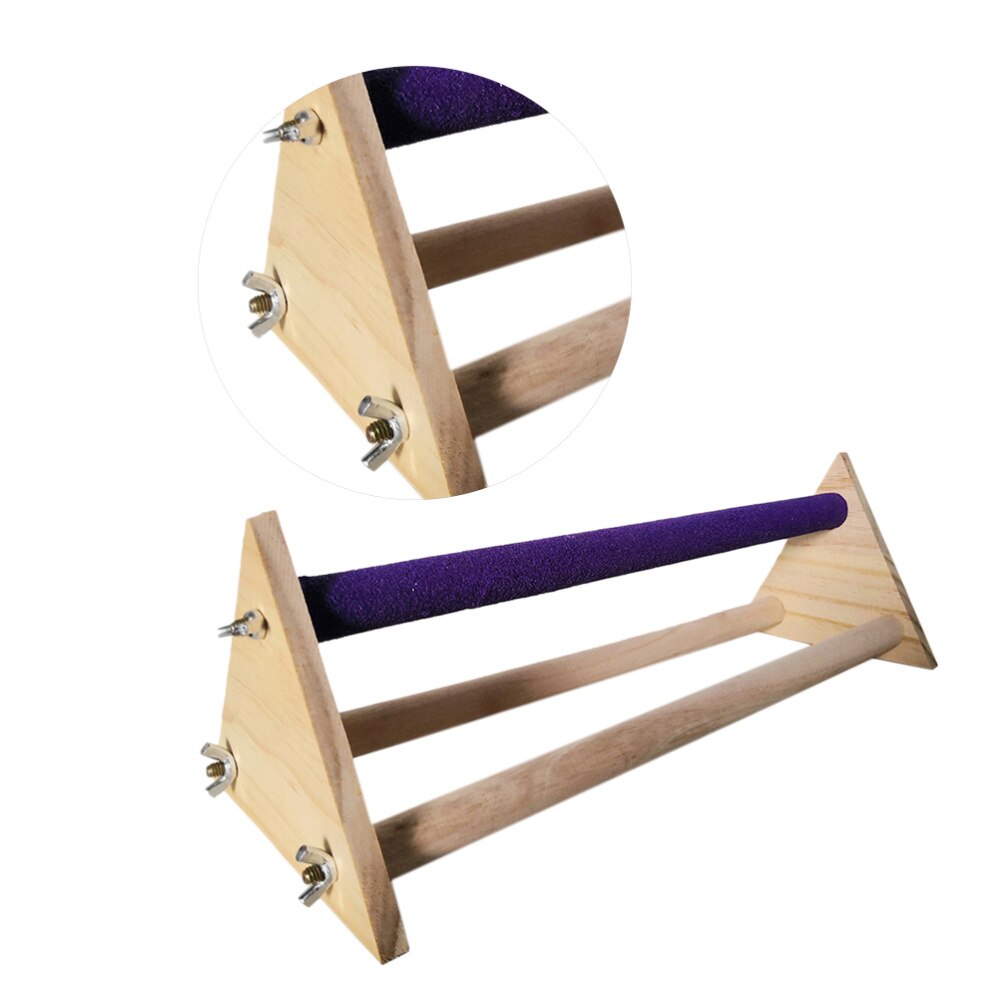 1Pcs Wood Parrot Perch Stand Durable Portable Wood Triangle Perch Stand Training Plaything Cage Nibble Toy for Parrot Hens Bird