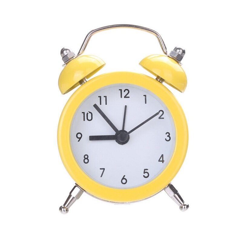 Small Bed Alarm Clock Twin Bell Silent Alloy Stainless Metal Alarm Clock Digitale Klok Cute Mini Metal Alarm Clock: As the picture show3