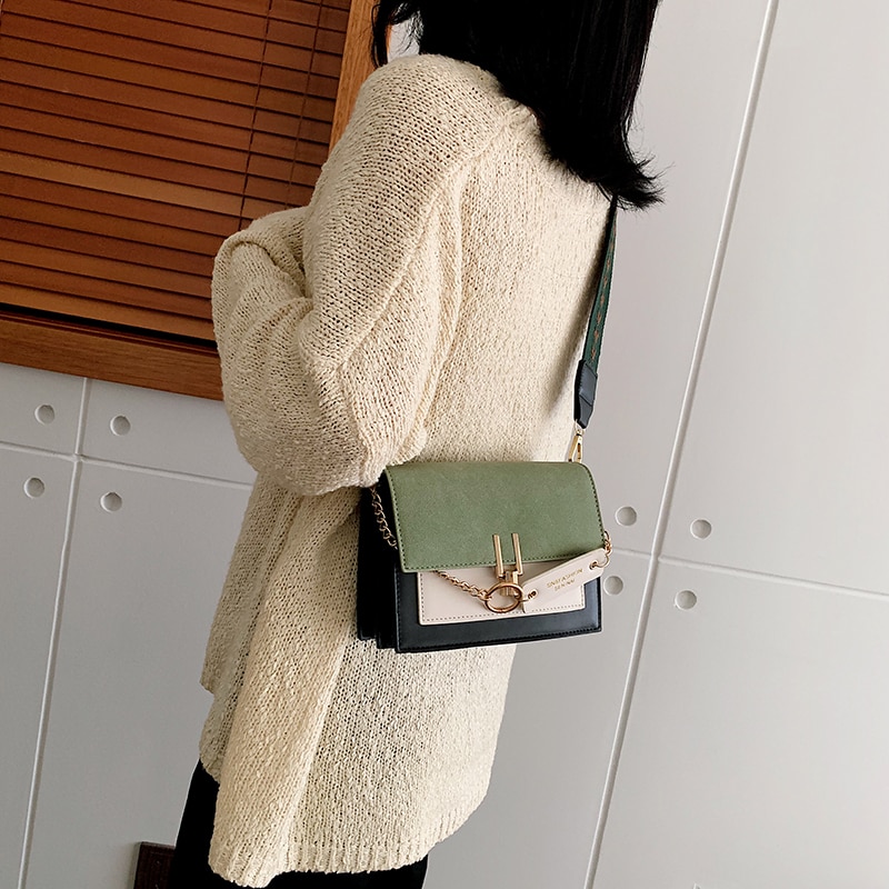 mini handbags women ins ultra fire retro wide shoulder strap messenger bag purse simple style Crossbody Bags