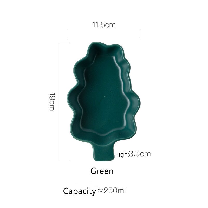 Christmas Tree Shape Baking Plate Ceramic Dinner Dishes European Style Dinnerware Baking Tray Ovenware Microwave Oven Flat Plate: Green