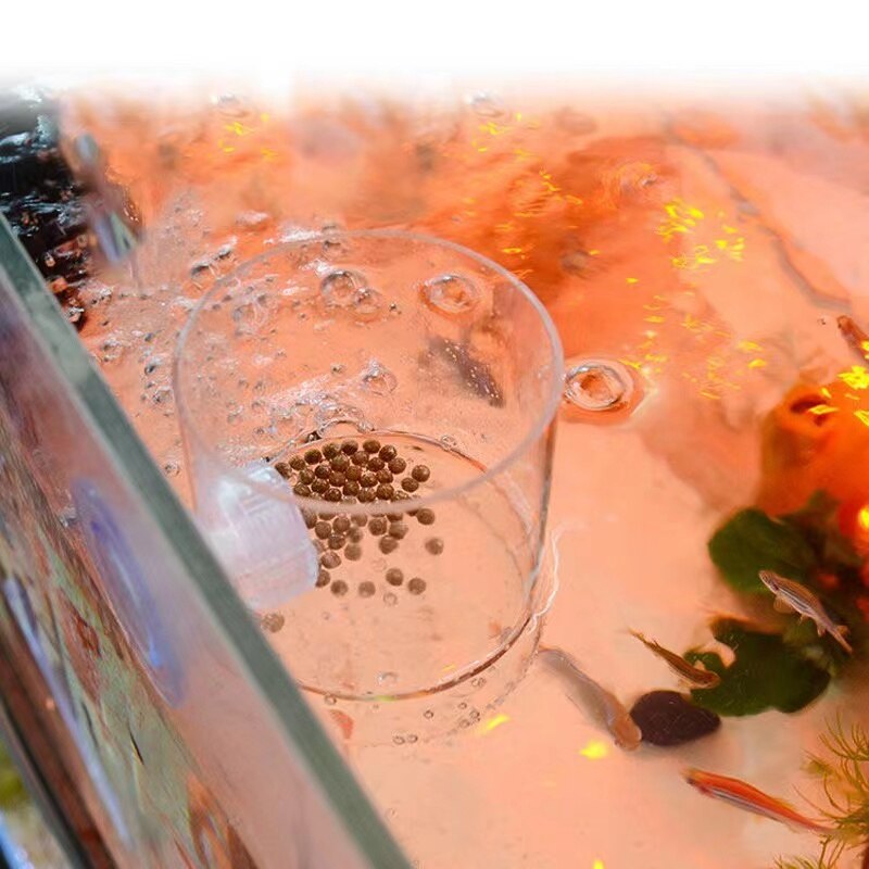Aquarium Fish Feeder Acrylic Transparent Aquarium Fish Bowl Feeding Ring With Suction Cup Fish Tank Feeder Aquarium Accessories