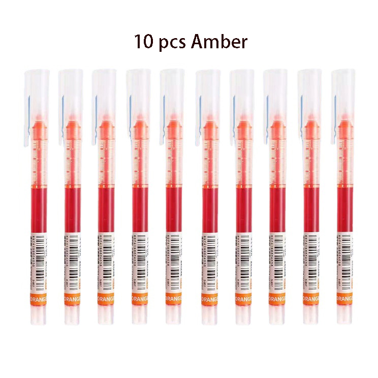 Bolígrafo de Gel líquido recto de 10 colores, bolígrafos de Gel coloridos de gran capacidad de secado rápido, bolígrafos Rollerball de 0,5mm, papelería para escuela y oficina: Morado