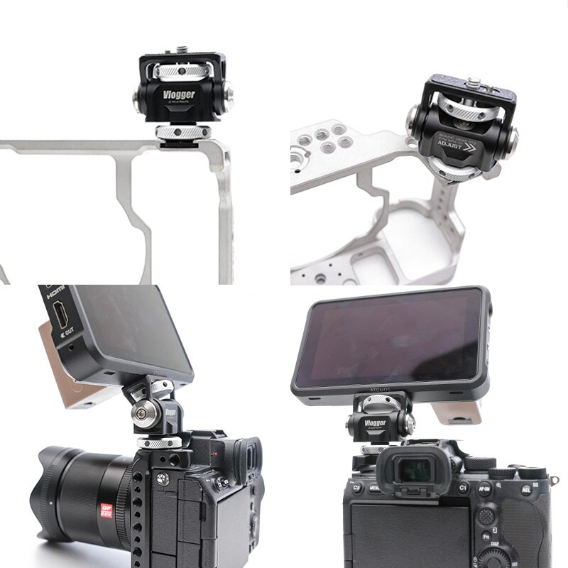 DSLR Camera Adjustable Camera Monitor Holder Swivel and Tilt 180 Degree Adjustable Monitor Mount w/ 1/4 Screw Arri Locating Pin
