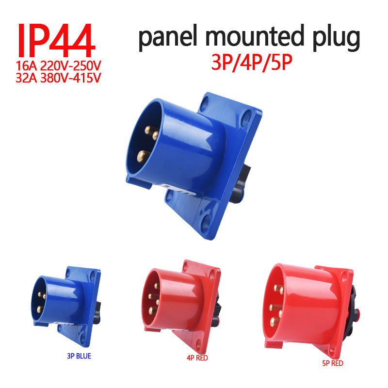 Industrial plug and socket waterproof connector 3PIN 4PIN 5PIN 16A/32A IP44 waterproof electrical connection wall mount socket
