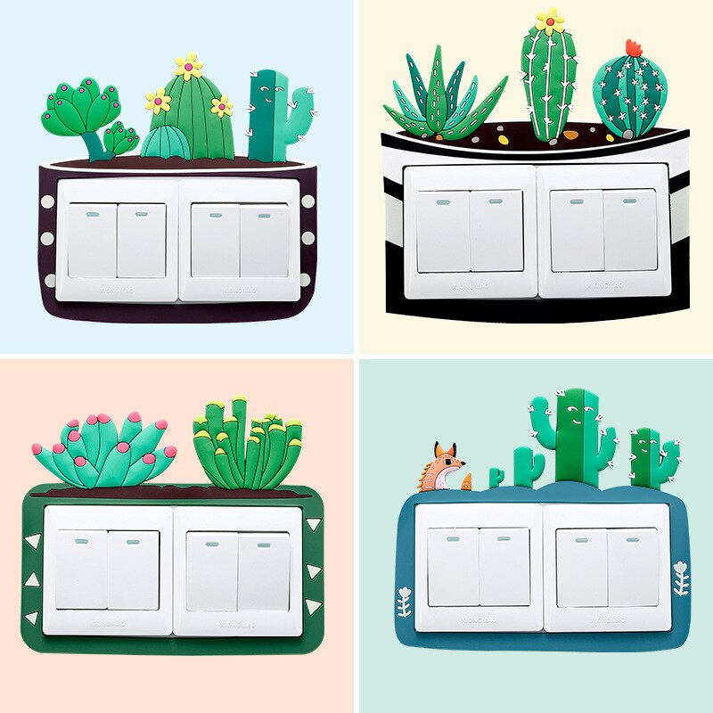 Duplo interruptor aberto adesivos luminoso tridimensional macio plástico pvc carnudo interruptor capa protetora adesivos de parede decorações