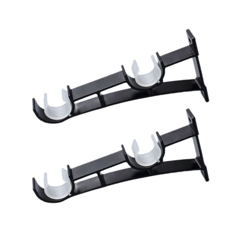2pcs/set Double Curtain Rod Brackets Window Hardware Holder Home Decor E5BE: Black