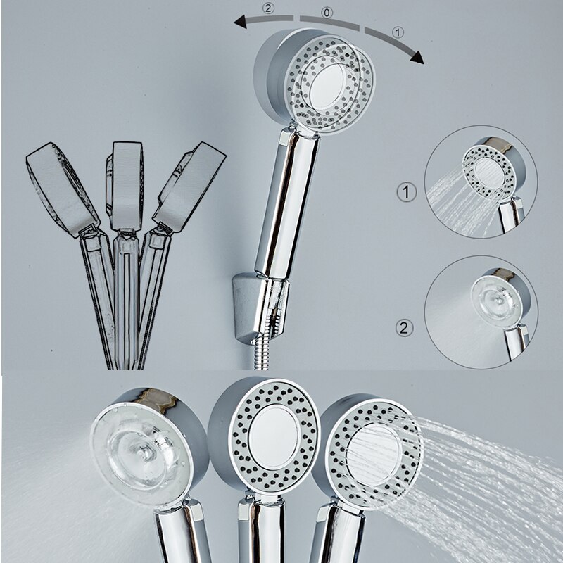 Dubbelzijdige Dual Functie Douchekop Water Saving Ronde Abs Chrome Booster Bad Douche Hoge Druk Handheld Handdouche