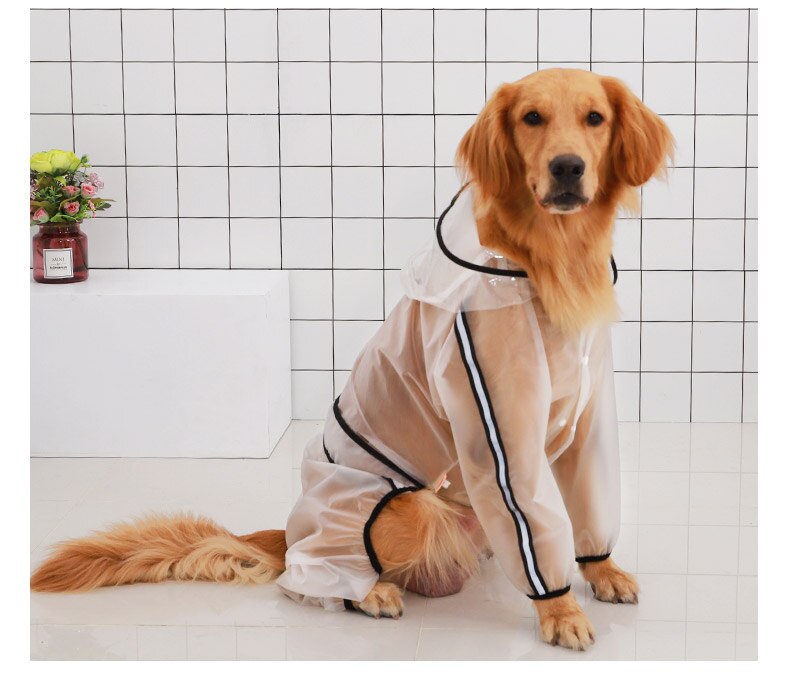 Pet Dog Raincoat Transparent Four feet Hooded Dog Clothing For Small Medium Large Dogs Outdoor Big Dog Waterproof Raincoats