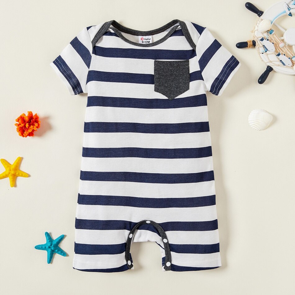 Patpat zomer 4-- pack babyjongensstrepen en sterren bodysuits set babykleding