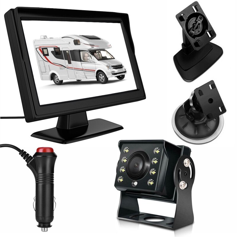 Car Monitor 5 Inch TFT LCD Rear View Camera IR Universal Mirror Parking Assistance for Trucks