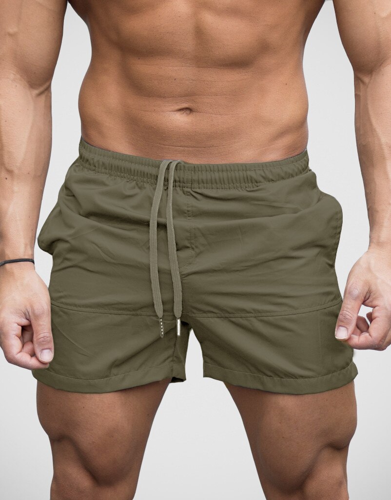 Hommes Shorts décontracté été hommes hommes couleur unie pantalons courts bas Jogging coton pantalon de survêtement pantalon d'entraînement de gymnastique: Vert armée / XXL