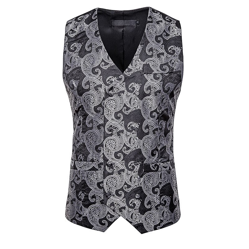 Mærke slim fit dobbeltradet jakkesæt vest mænd gilet paisley vest vest mænd business bryllup banket kjole veste