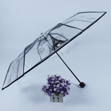 EVA transparante print paraplu parijs eiffeltoren 8 K perspectief drie opvouwbare paraplu niet-automatische meisje regen gereedschap YS027